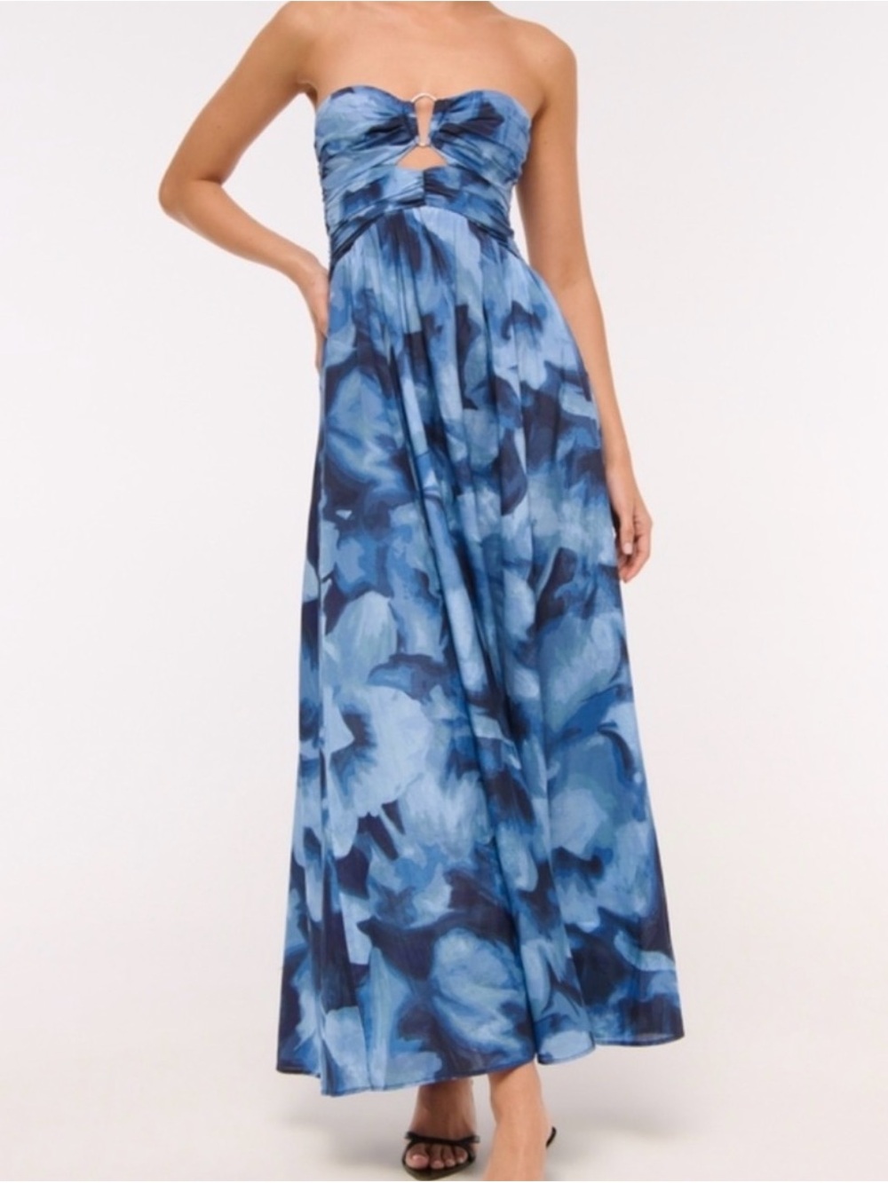 Abercrombie and Fitch Strapless Blue Floral Maxi Dress
